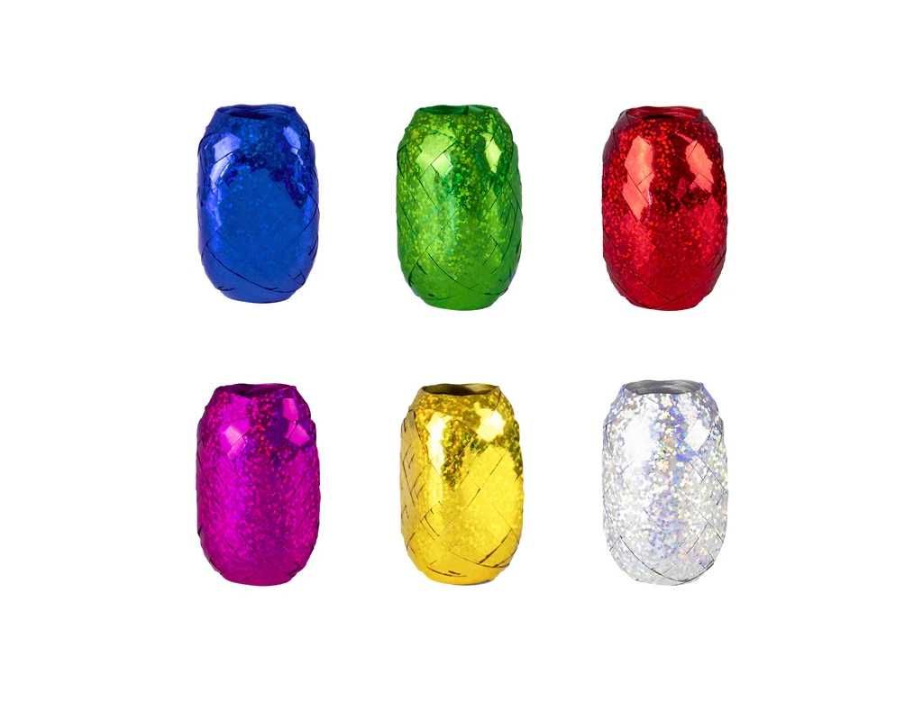 Wstążka pp holograficzna "Kokony - mix kolorów" 0,5cm/10m 1opak./6szt.