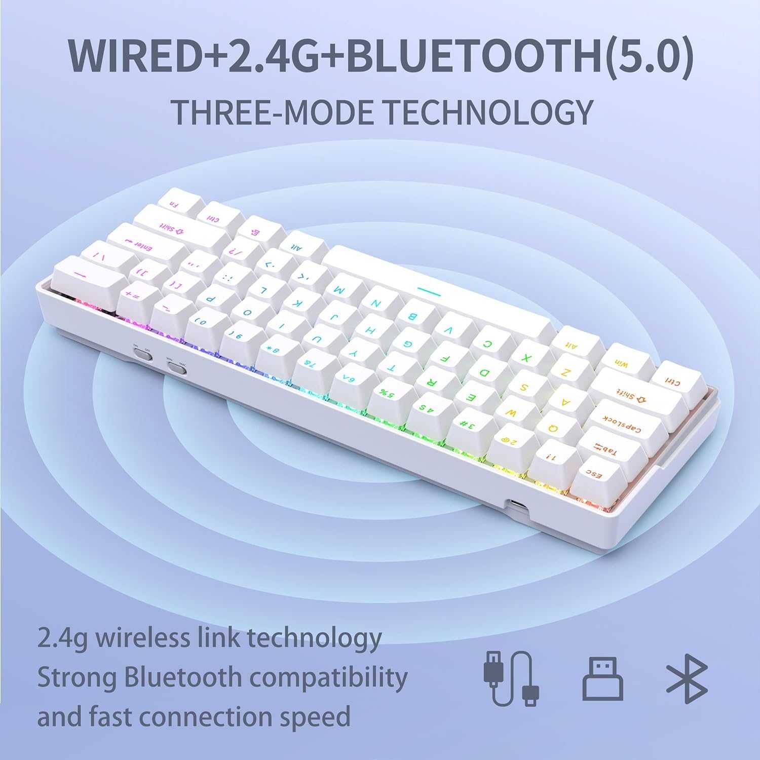 Klawiatura mechaniczna bezprzewodowa KEMOVE K61 Snowfox 60% QWERTY