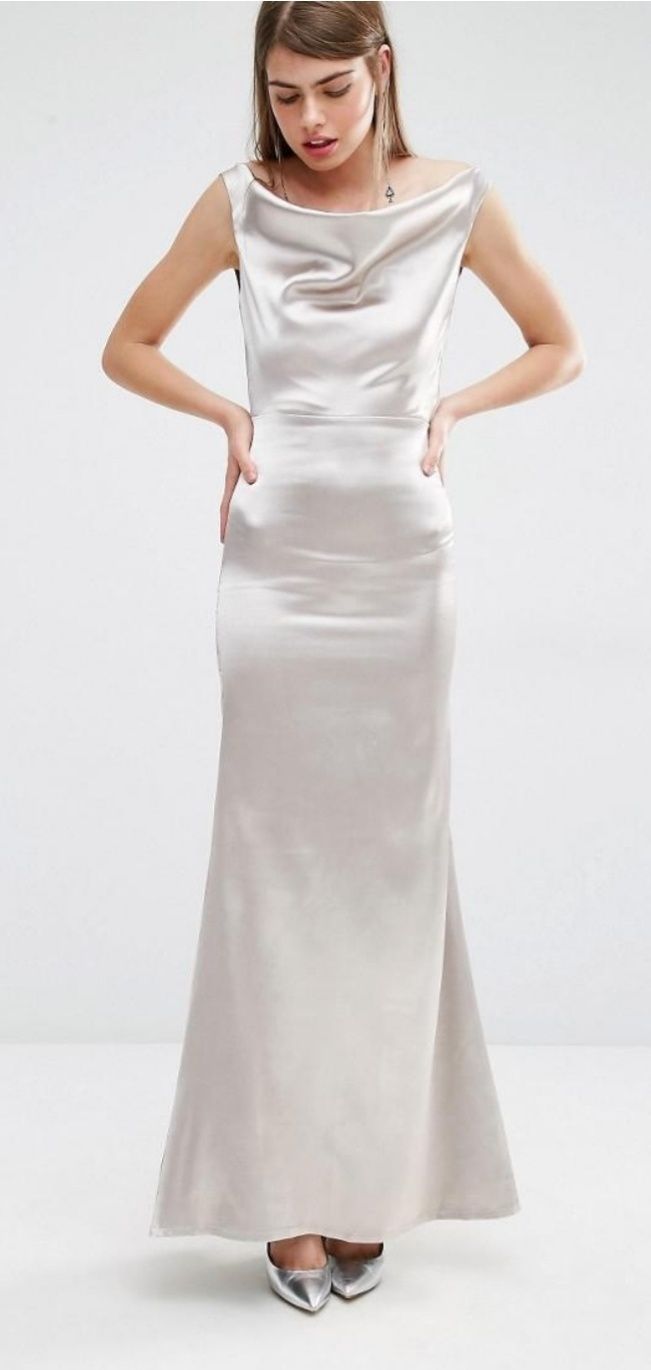TRUE VIOLET srebrna silver S M 36 38 sukienka maxi koktajlowa NOWA