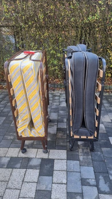 Łóżko polowe turystyczne składane z materacem i pokrowcem