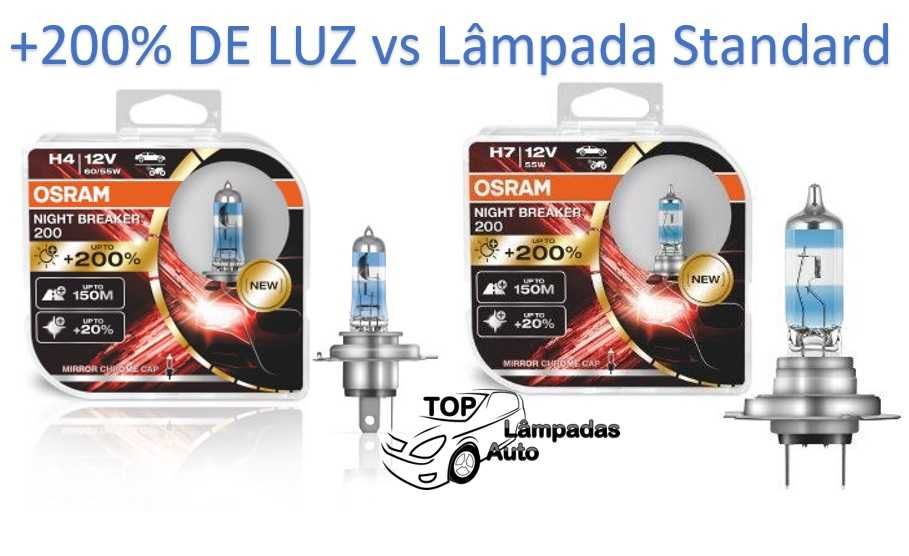 Lâmpadas Osram Night Breaker 200 H7, H4, H11