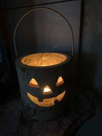 Lampion Halloween cudny handmade drewniany nowy