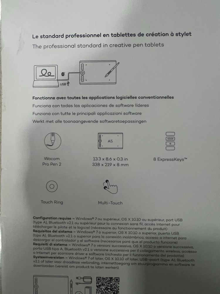 Mesa Digitalizadora WACOM INTOUS PRO - 221 x 147 x 8 mm (M)