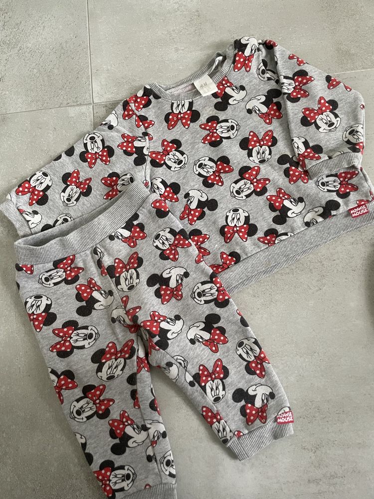 Dresik dla dziewczynki 74 h&m myszka minnie dres niemowlęcy szary