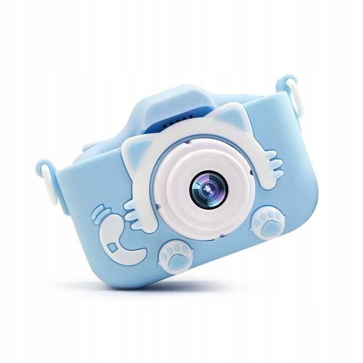 Aparat Cyfrowy Dla Dzieci Fotograficzny Niebieski Kotek Karta 4GB