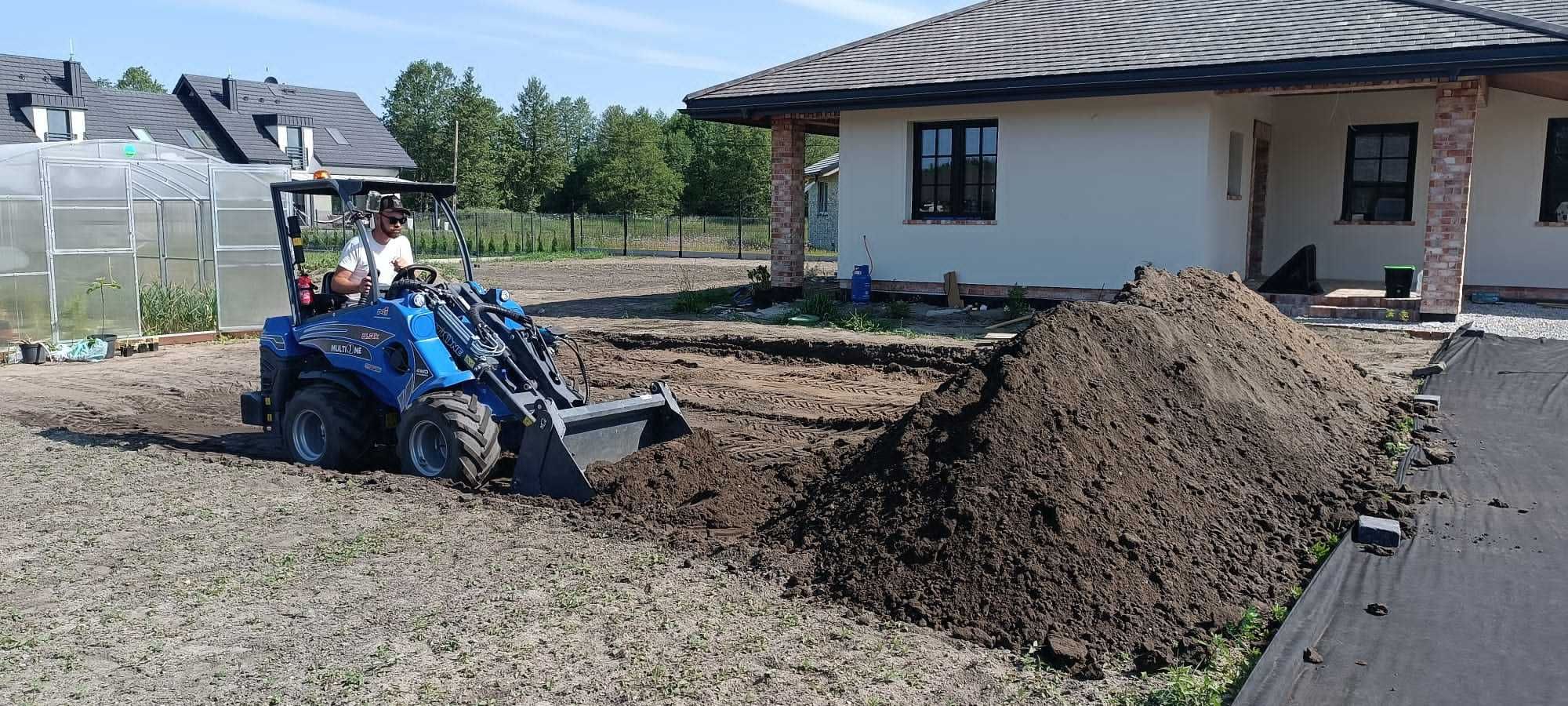 rozwożenie ziemi, niwelacja terenu, usługi mini ładowarką Multione