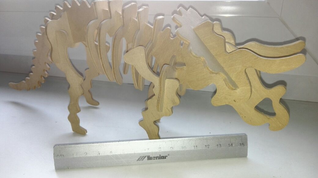 Puzzle 3D Triceratops Drewno