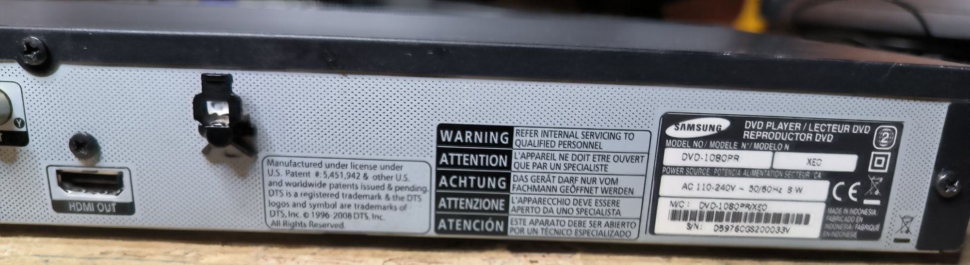 DVD Samsung DVD-1080PR