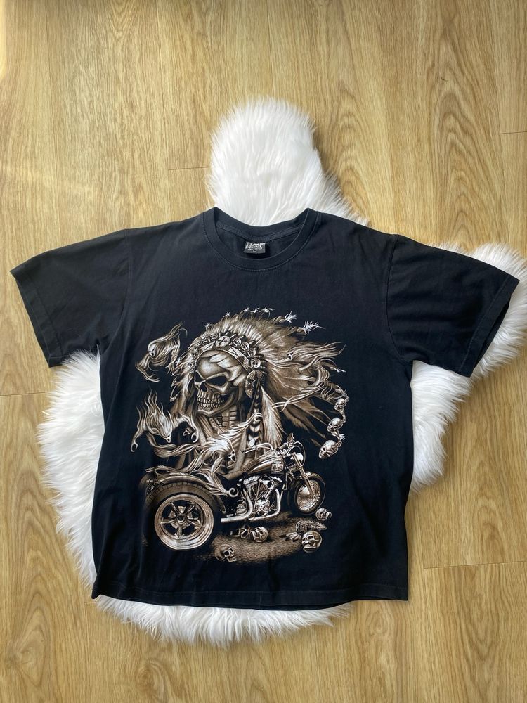 koszulka motocyklowa baggy czarna skull czaszka ghost rider