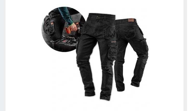 Spodnie robocze długie NEO TOOLS DENIM r. XL CZARNE + GRATIS