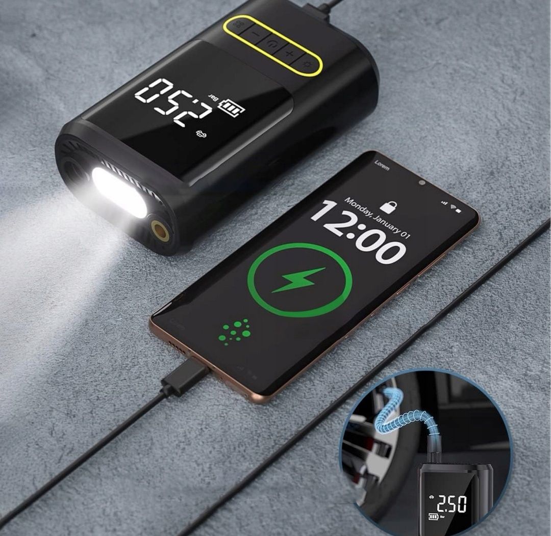 Kompresor Samochodowy Pompka USB Pompka do  Opon Powerbank  50W