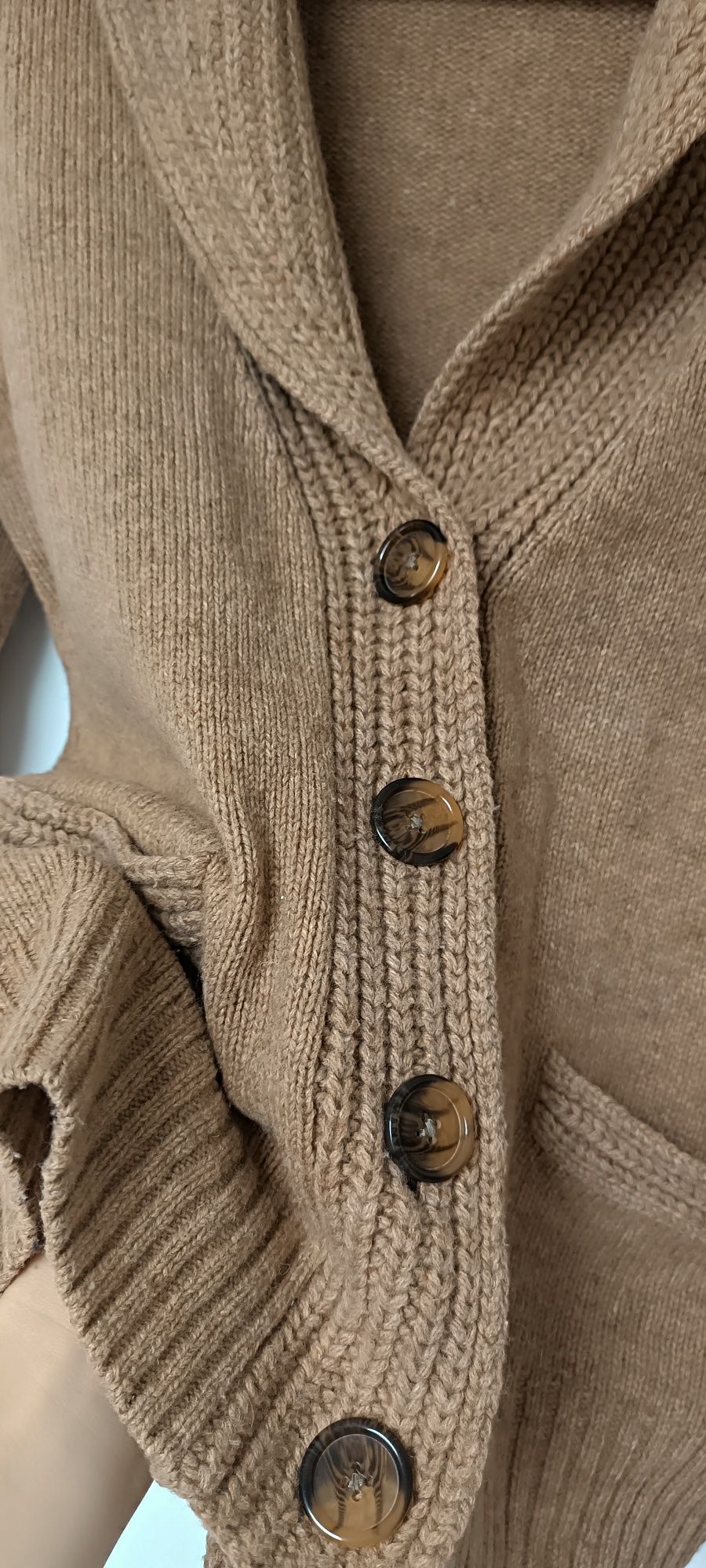 Wełniany rozpinany sweter damski S M L 36 38 40