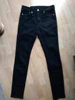 Spodnie męskie, jeansy, H&M, czarne, skinny, 30/32