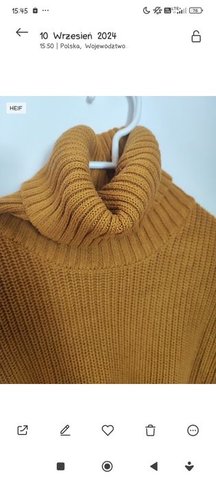 Sweter z golfem musztardowy