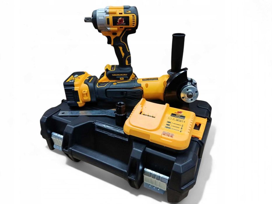 Zestaw 3 w 1 Klucz udarowy + kątówka + walizka na akumulator