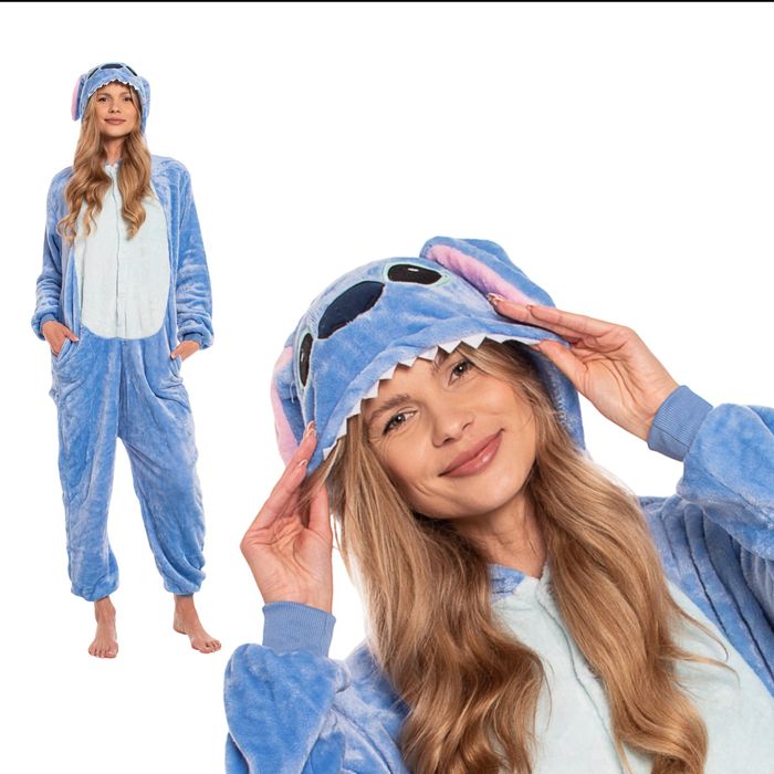 Piżama Damska Kombinezon Kigurumi Onesie Stich Niebieski 145-155 cm S