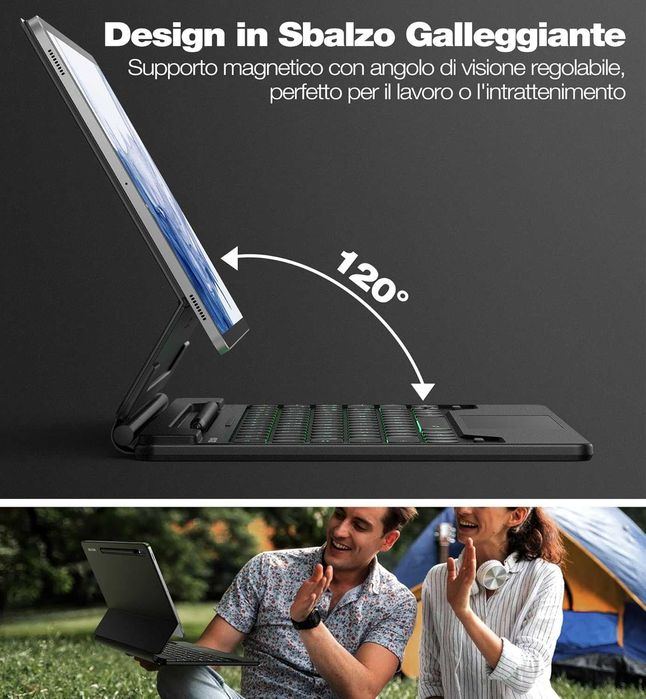 Dexnor Etui z klawiaturą do Samsung Galaxy Tab12,4" Włoski układ QWERT