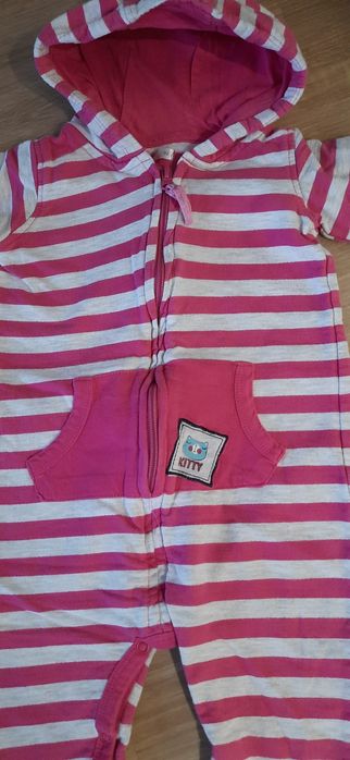 Bawełniany pajacyk 92 pepco pajac z kapturem w paski