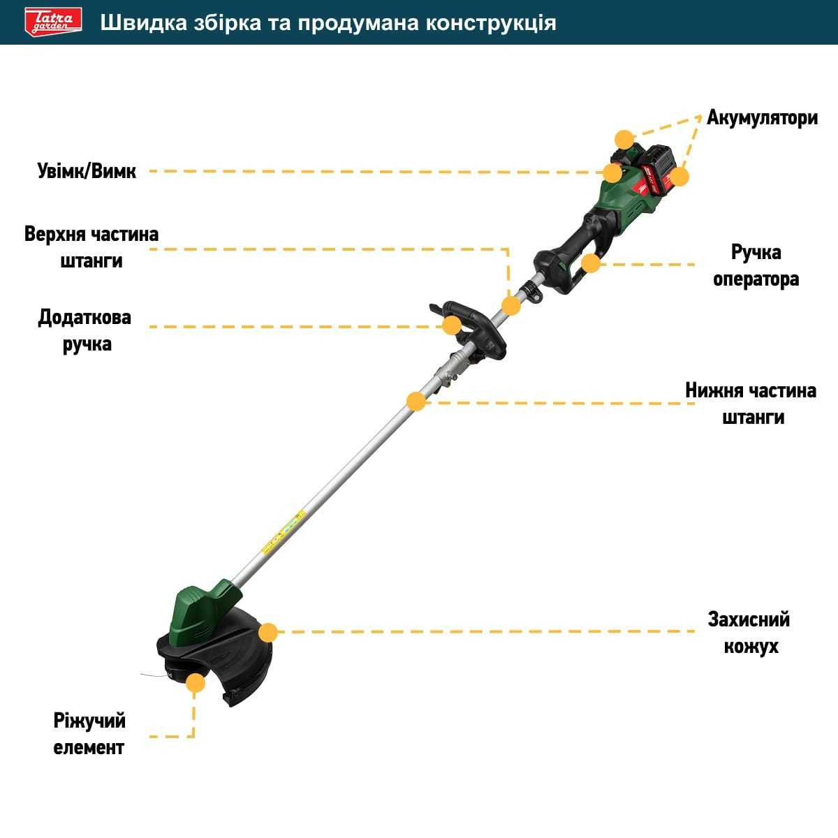 Акумуляторний тример Tatra Garden TA 40 (з АКБ і ЗП)