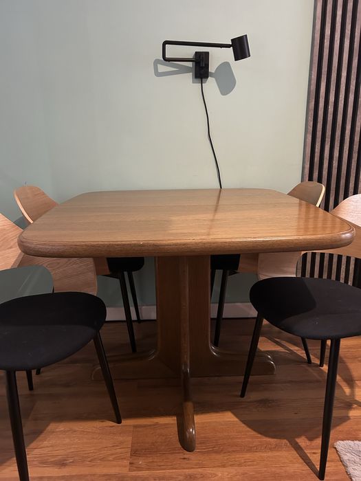 Stół drewniany rozkładany 100x100 do 300cm • 3 wkłady • vintage