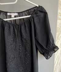 Жіноча чорна шифонова блуза кофта вишиванка