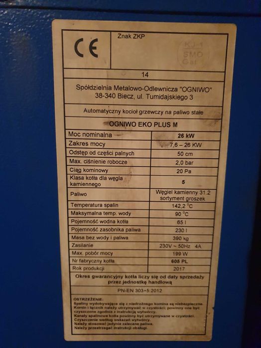 Piec ekogroszek moc 8 - 30 kw