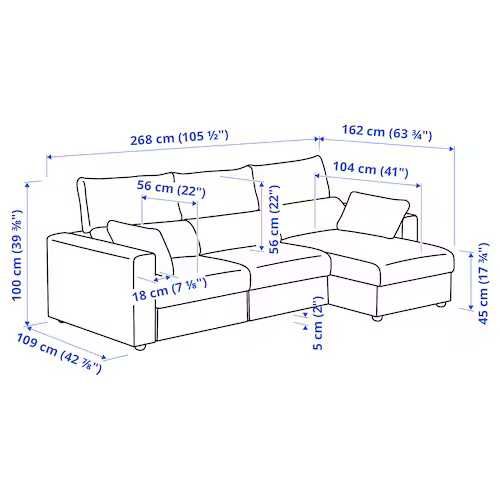 sofa IKEA Eskiltuna, 3 osob rozkładana z szezlągiem - dostawa gratis
