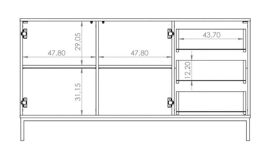 Querty Darmowa dostawa Komoda 150 cm 3-kolory