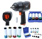 Klucz Pneumatyczny Udarowy 1/2" BJC 1600Nm + Nasadki 17,19,21,22mm BJC