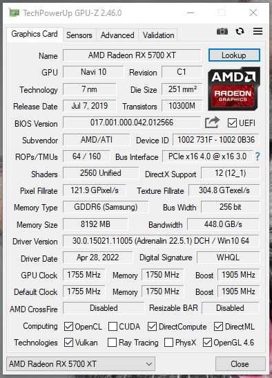 Видеокарта Radeon 5700 XT