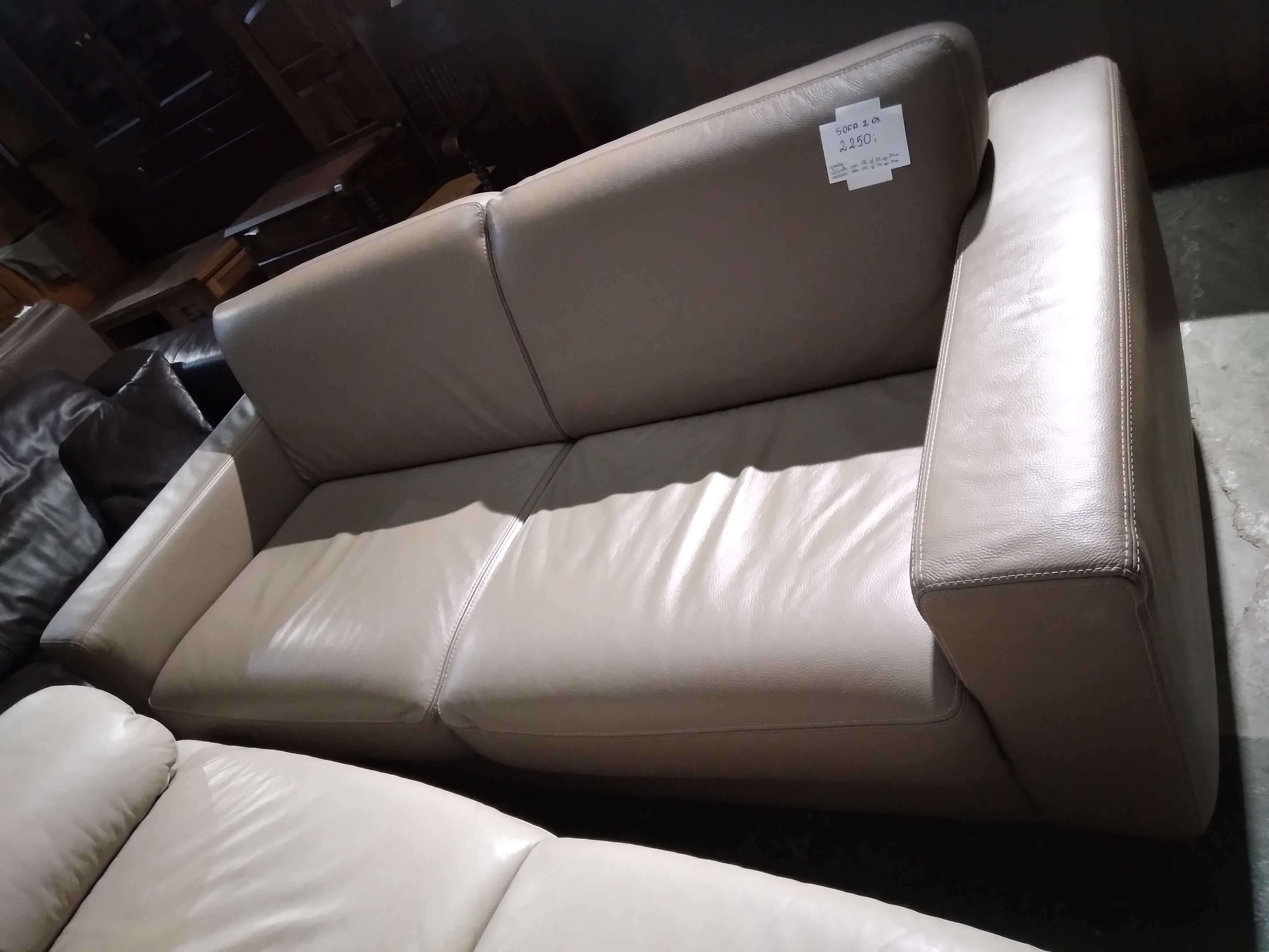 Sofa kanapa skórzana nierozkładana skóra naturalna wygodna FV DOWÓZ