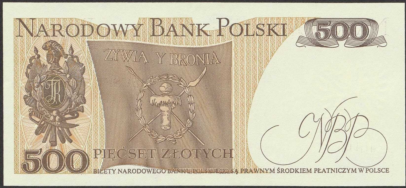 Polska 500 złotych 1982 - Kościuszko - GE - stan bankowy UNC