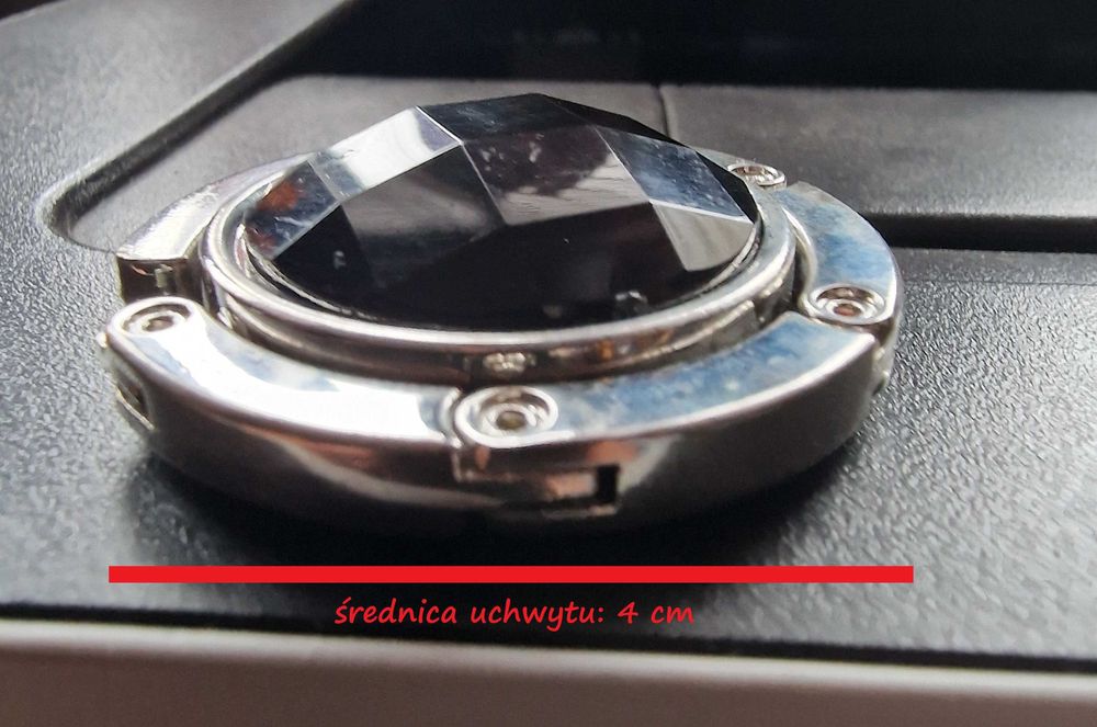 Składany uchwyt haczyk wieszak podblatowy na torebkę, a’la brylant