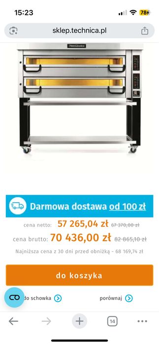 Piec do pizzy sterowany elektronicznie 2-komorowy 16*pizza 400mm