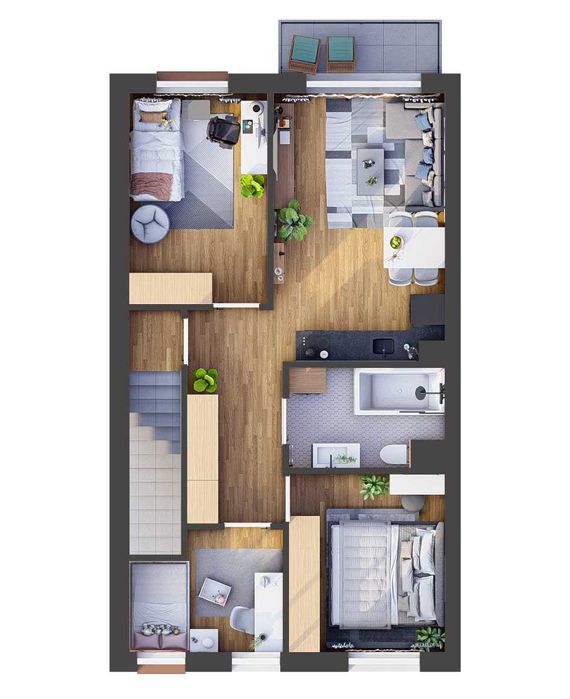 Mieszkanie 58,07 m2  4 pokoje. oś. Makowe K.S Noteć