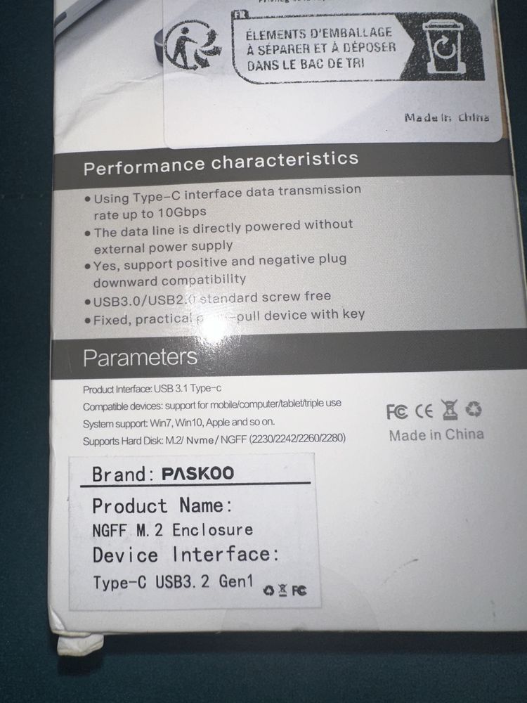 Adapter PASKOO M.2 do USB typu C 3.1 SSD
