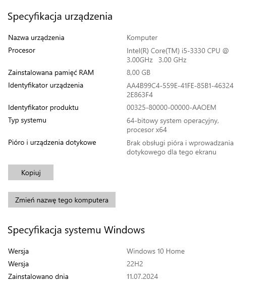 PC Komputer stacjonarny Intel Core i5, Monitor 22, mysz i klawiatura