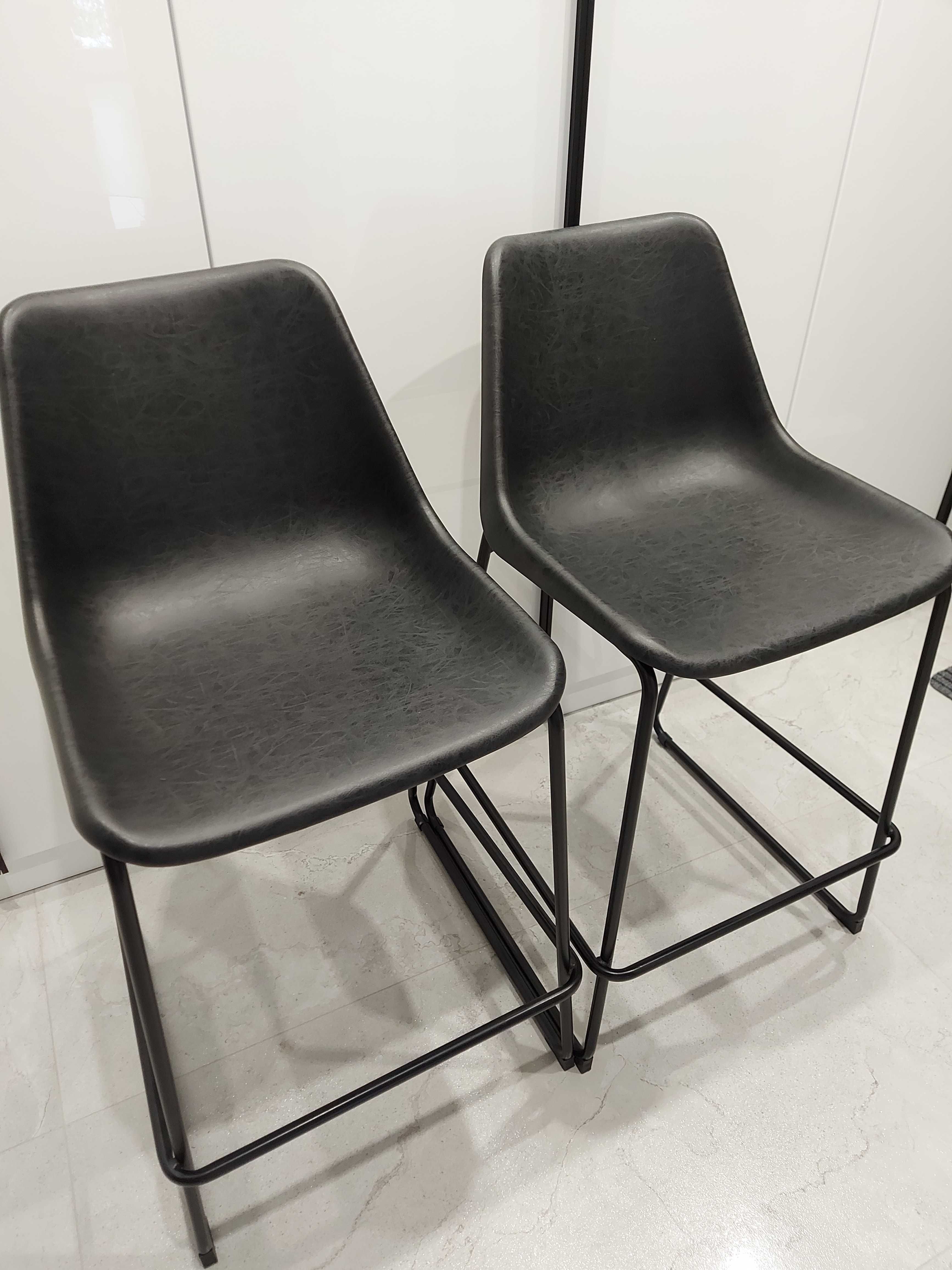 Hokery krzesła barowe czarne eko skóra