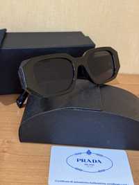 Окуляри сонцезахисні Prada з широкою оправою чорні (очки Прада)