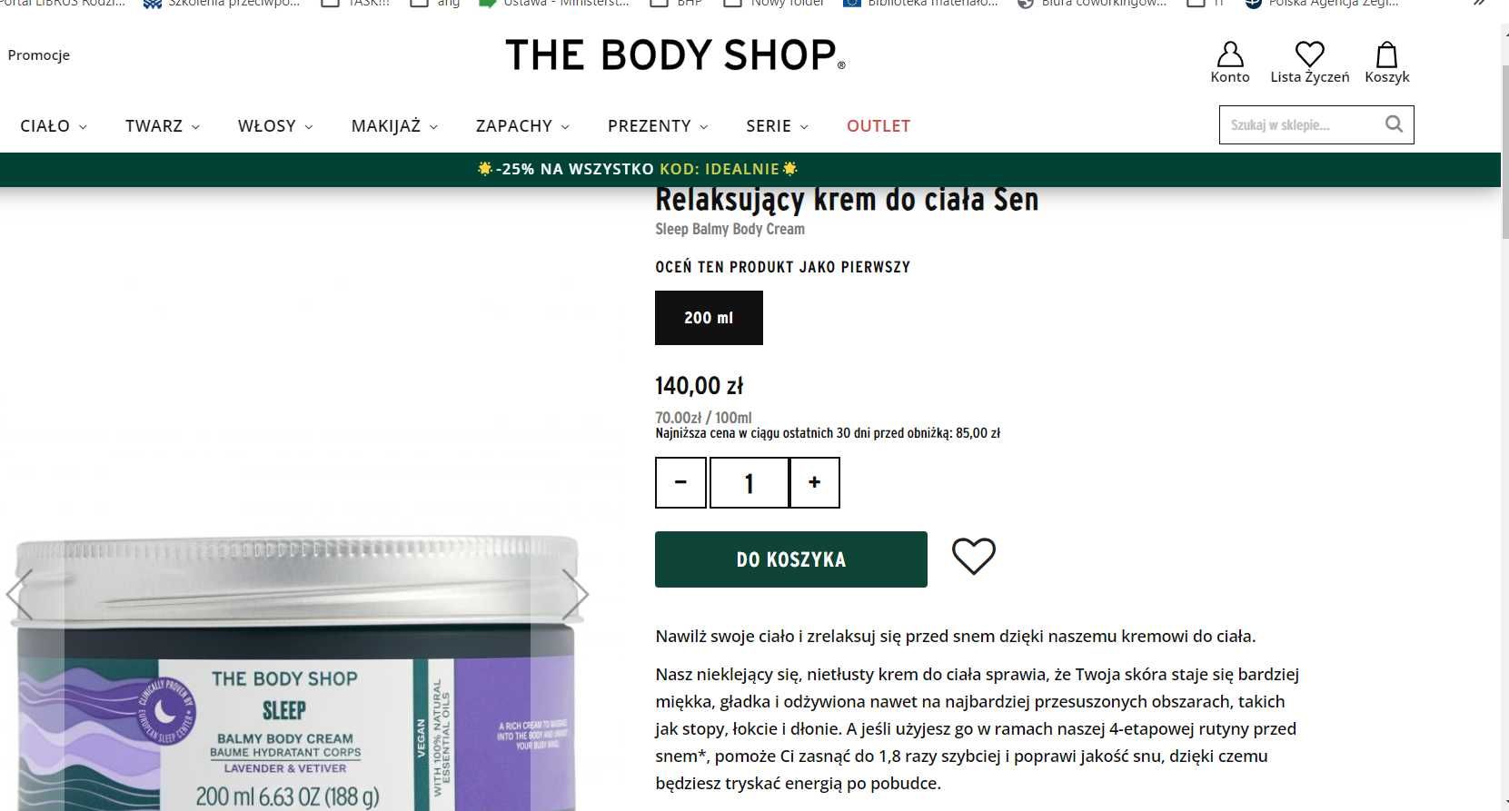 THE BODY SHOP - Sleep Balmy Body Cream - Relaksujący krem do ciała Sen