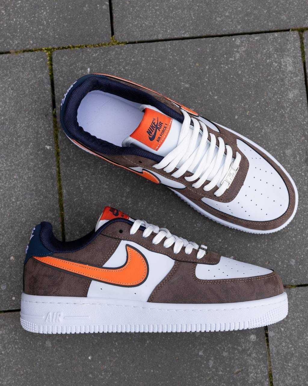 Чоловічі кросівки Найк/Nike Air Force Brown White Orange 40-44 розміри