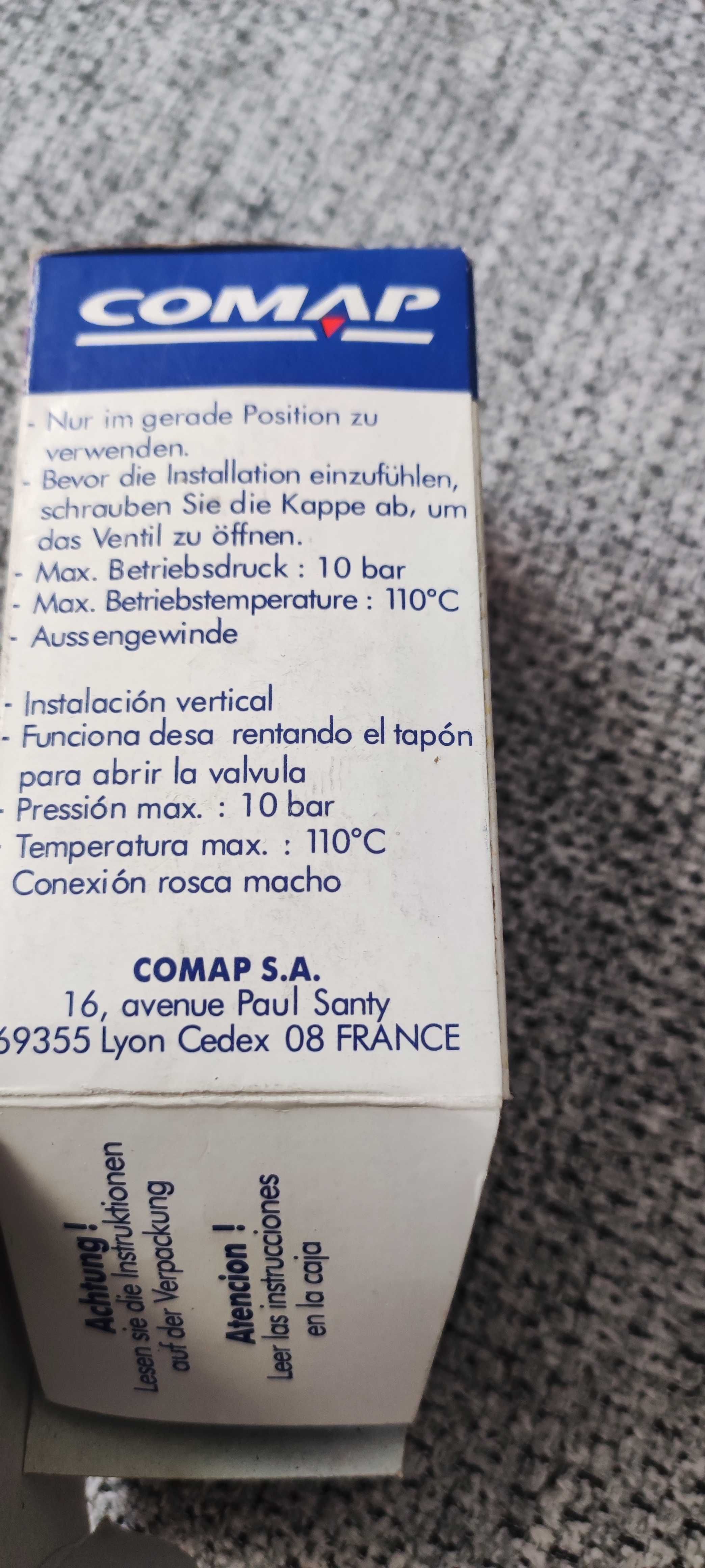 Odpowietrznik mosiężny z zaworem odcinającym Comap