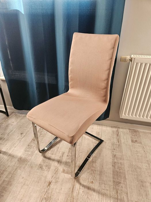 Pokrowce na krzesła elastyczne 4 sztuki beżowe cappuccino komplet