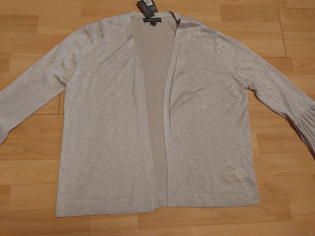 Nowa elegancka narzutka srebrna 42 44 46  bolerko  sweterek zakiet