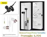 Baseus Auriculares C/Fio e Micro Encok H04 -Preto/Branco/Cinza/Vermelh