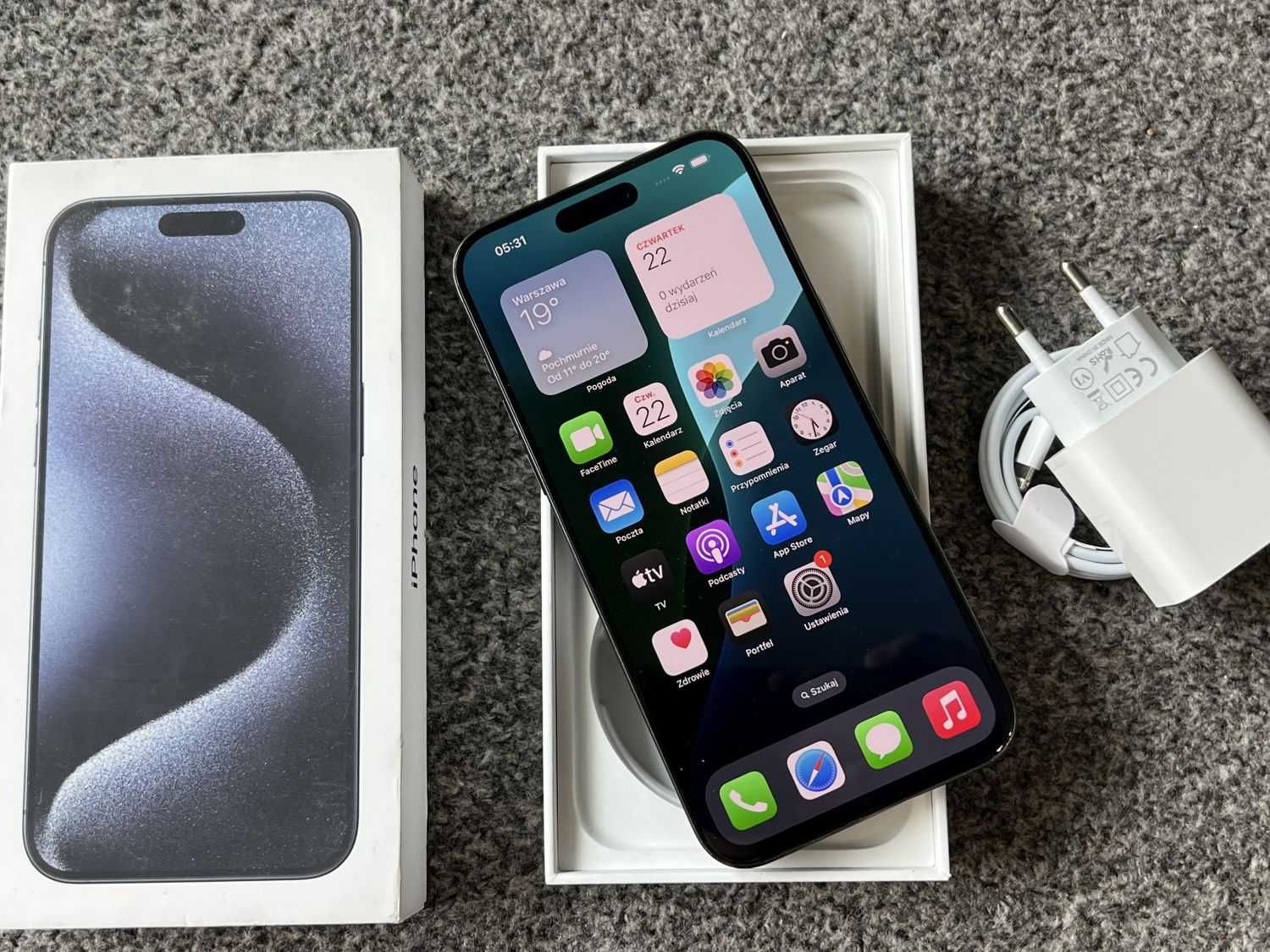 iPhone 15 Pro Max 512GB TITANIUM BLUE Tytan Niebieski Bateria98%+SZKŁO