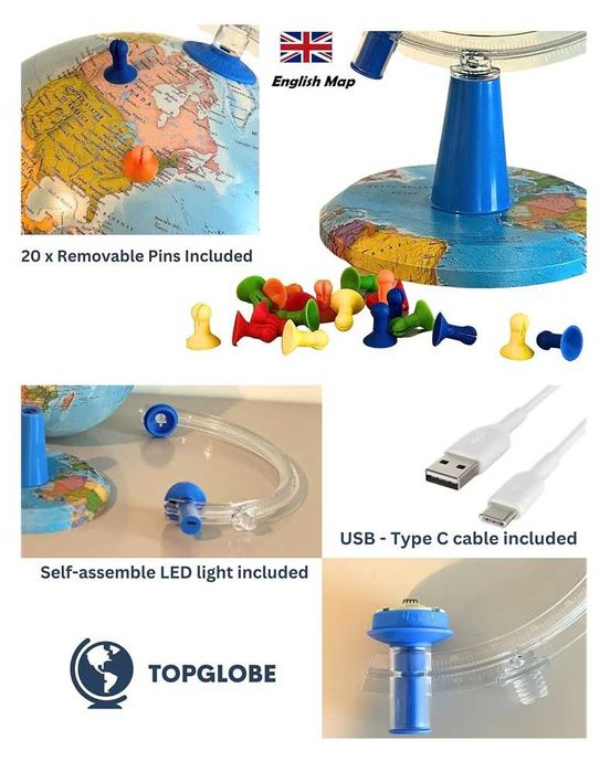 Topglobe Globo terrestre iluminado de 20 cm (242)