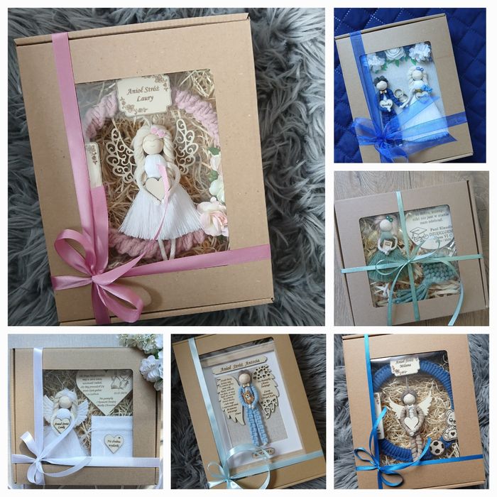 Aniołek na chrzest anioł stróż na komunię dodatek do prezentu