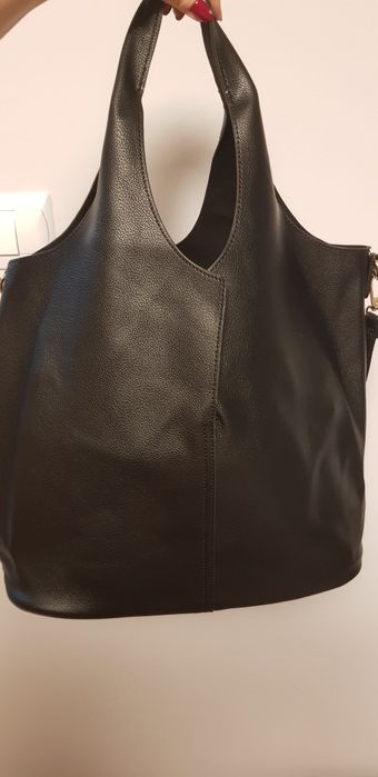 Nowy zestaw czarna torba worek 2w1 shopperka plus mniejsza torebka dod