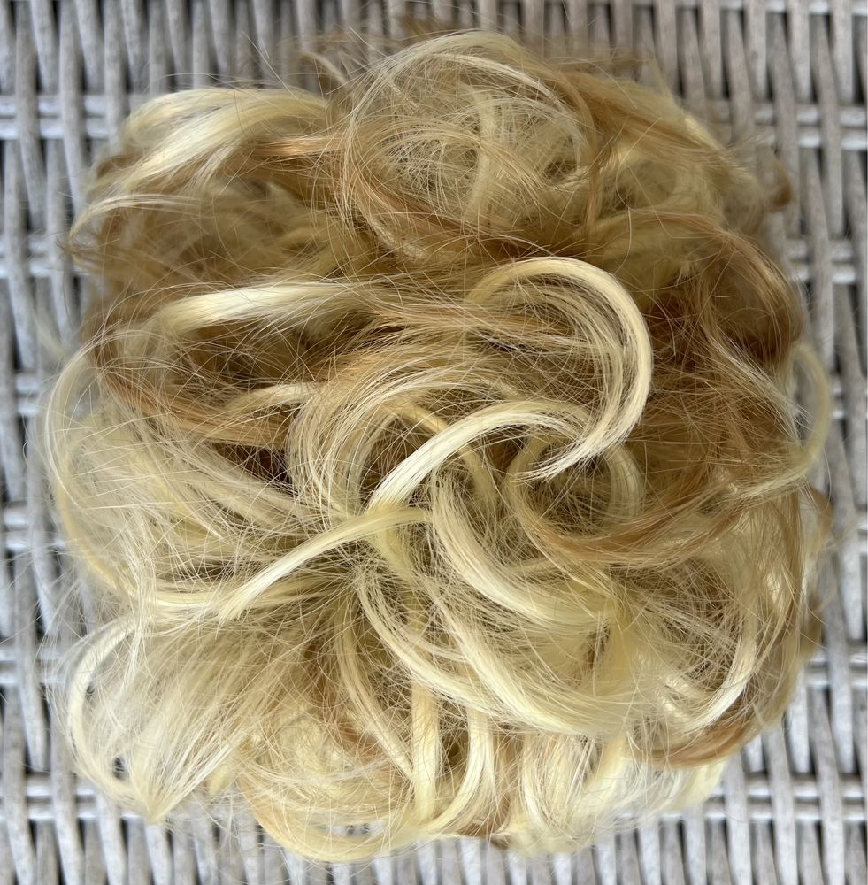 Premium Ultra włosy doczepiane, blond pasemka kok na siateczce